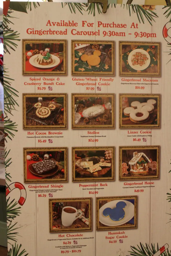 Disney's Beach Club Resort gingerbread display food menu for 2024.