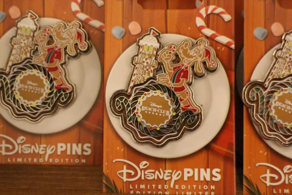 Disney World gingerbread display pin for Beach Club featuring Goofy and the resort's lighthouse.