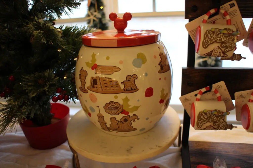 A Disney World gingerbread display cookie jar.