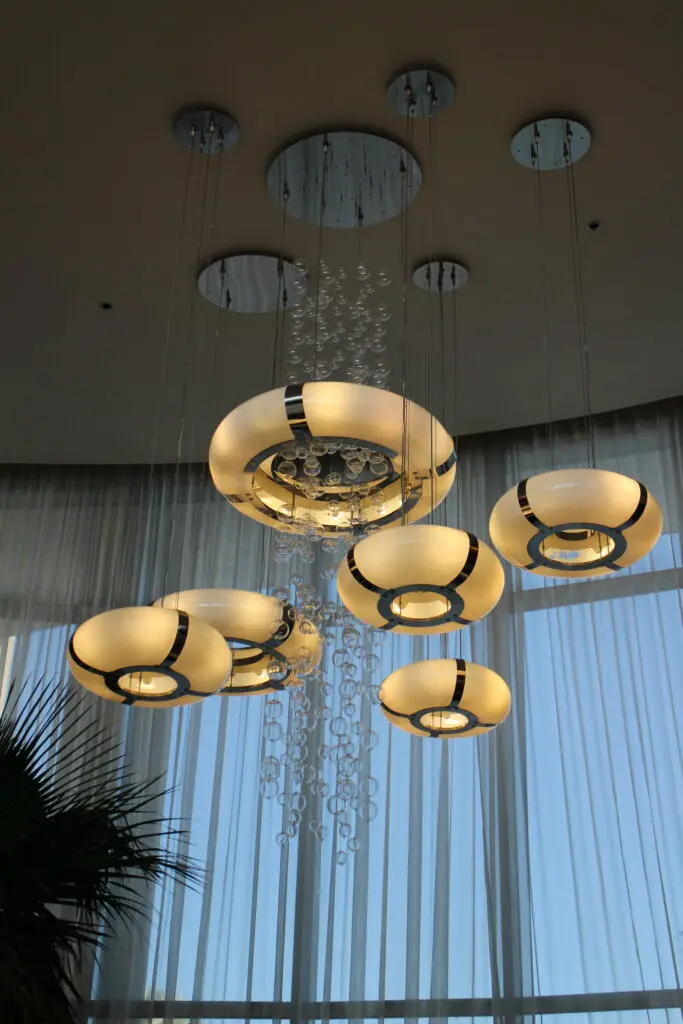 Bay Lake Tower lobby chandelier modern style.