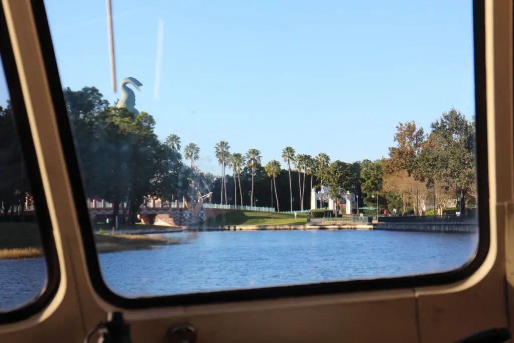 Water out in front of a Friendship boat at Disney World