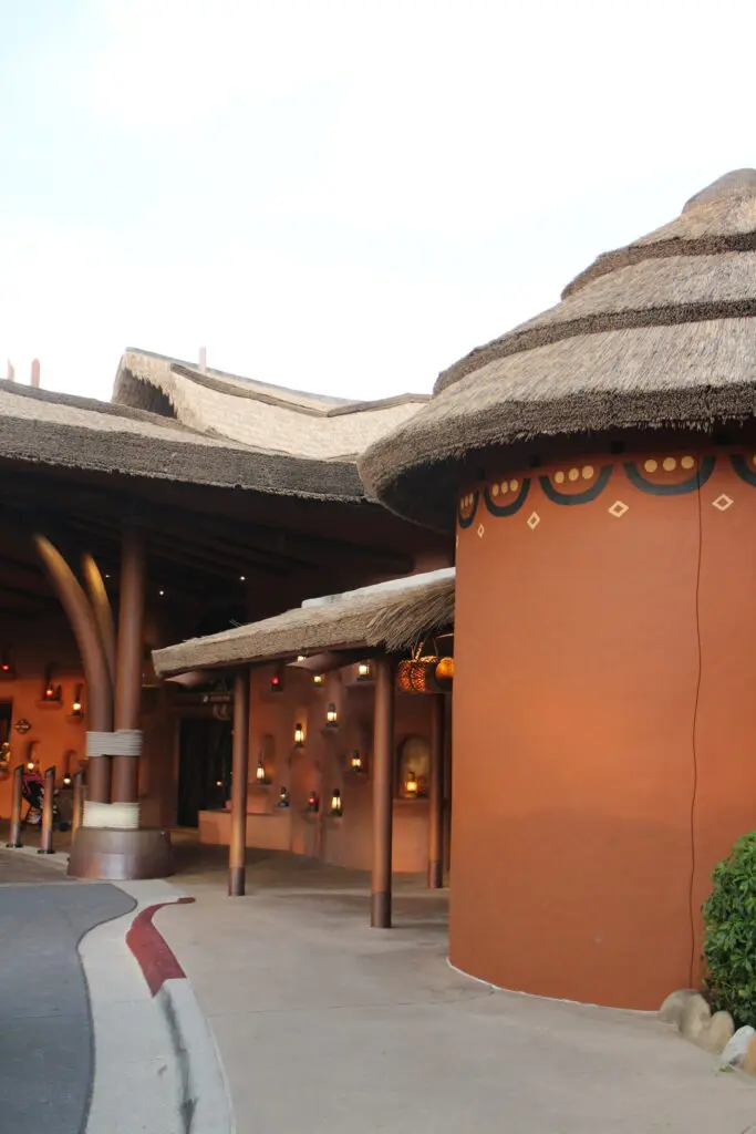 The entrance of Kidani Village, an African themed Disney World hotel.