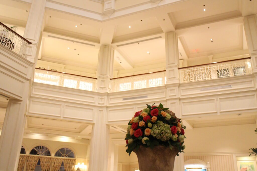 Grand Floridian lobby small flower arrangement.