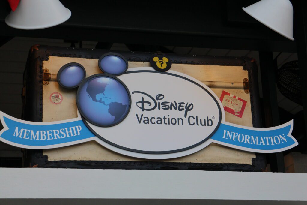 A Disney Vacation Club sign at Hollywood Studios with a banner that says Membership Information