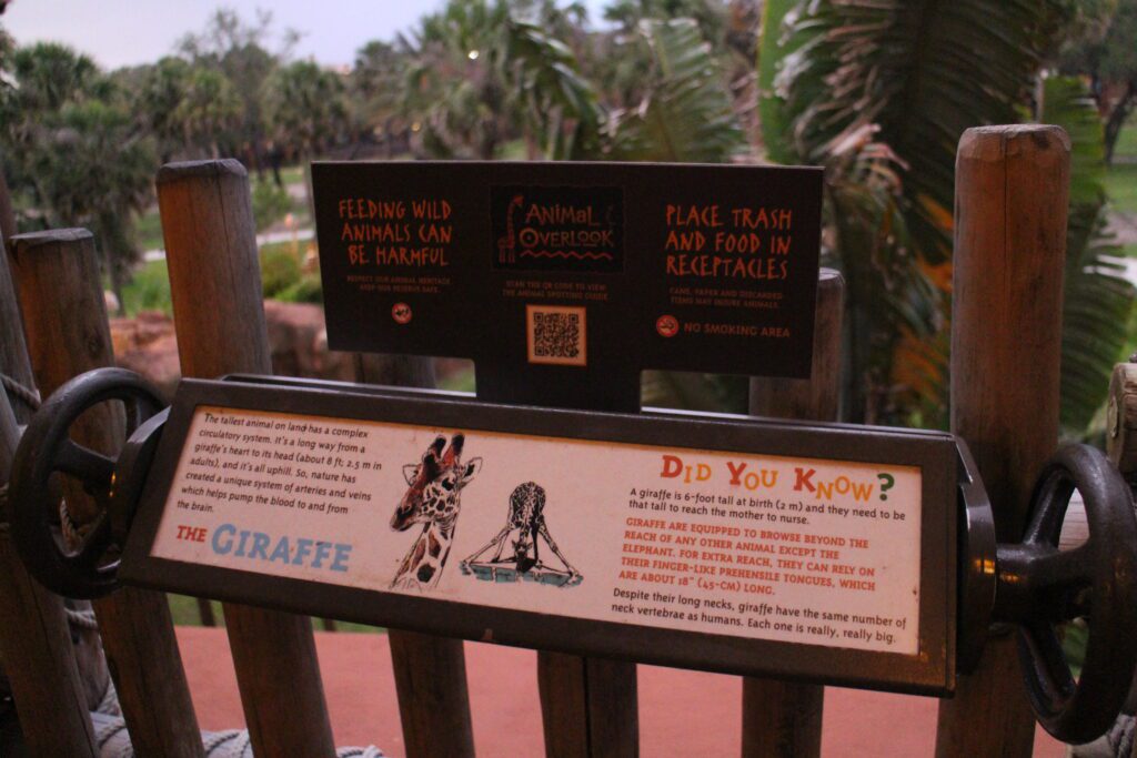 Kidani Village Animal Guide with giraffe information