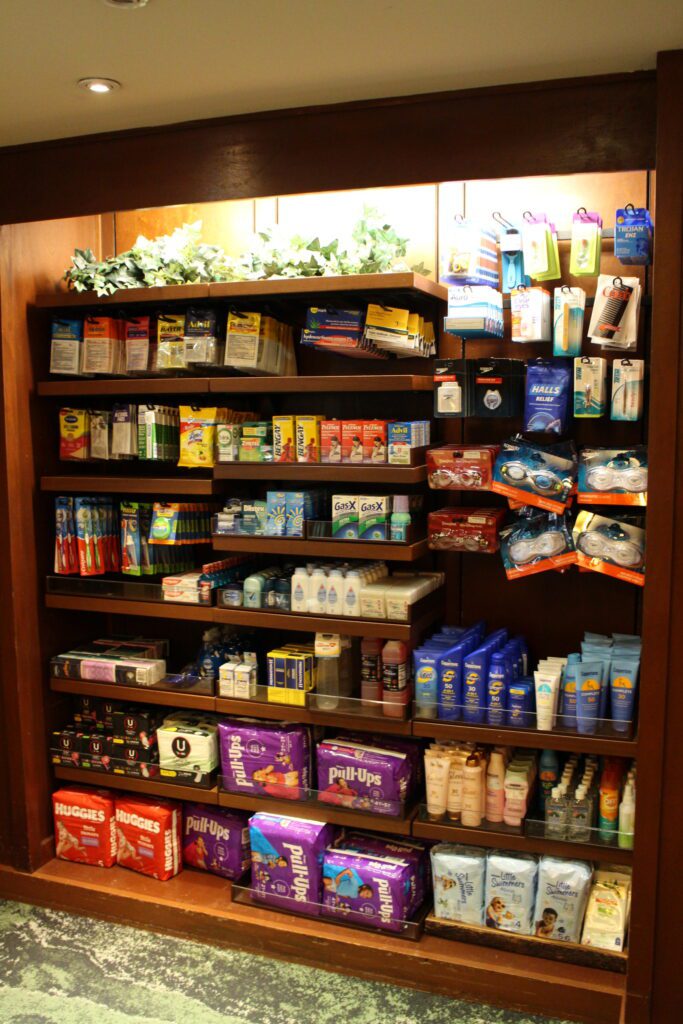 The sundries section at Wilderness Lodge Mercantile.