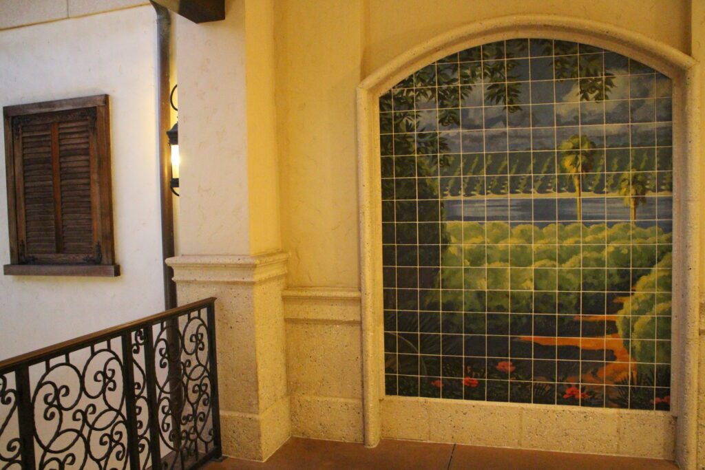 A tile wall representing Florida nature at Disney Springs.