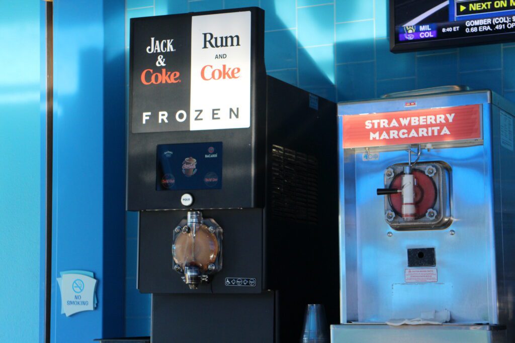 The Drop Off Pool Bar frozen drink machines. Disney Skyliner bar crawl