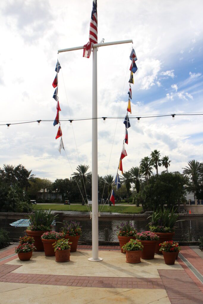 Flag pole at Disney's Old Key West Resort in front of the marina area.