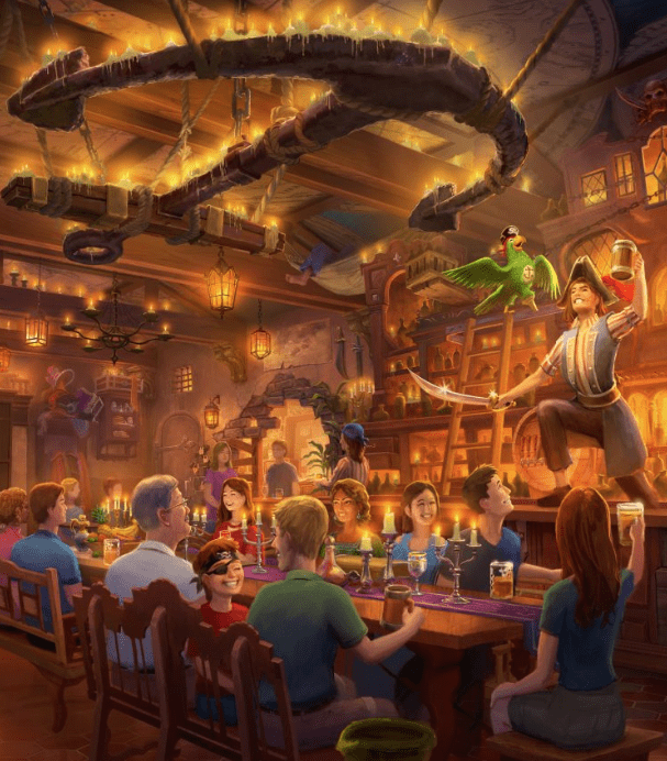 Pirates of the Caribbean lounge Magic Kingdom rendering.