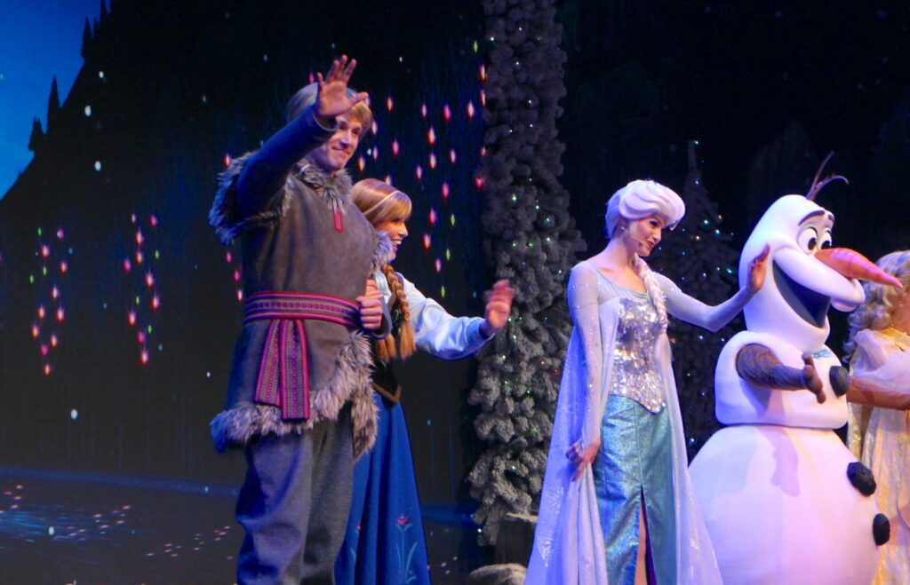 Frozen characters at Hollywood Studios Frozen singalong.