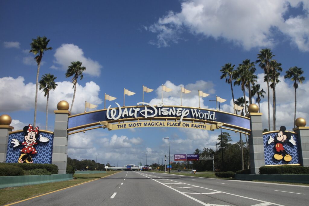 Disney World Gate Entrance with Mickey and Minnie Mouse